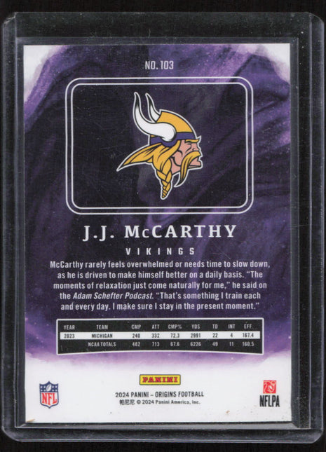 2024 Panini J.J. McCarthy #103 RC