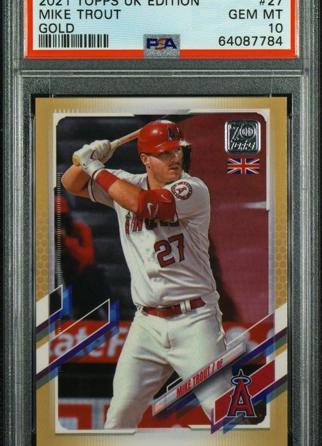 2021 Topps Uk Edition Mike Trout #27 Gold 8/25 PSA 10 POP 1