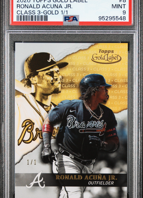 2020 Topps Gold Label Ronald Acuna JR. #8 Class 3 Gold 1/1 PSA 9