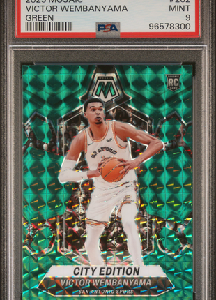 2023 Panini Mosaic Victor Wembanyama #282 Green City Edition PSA 9