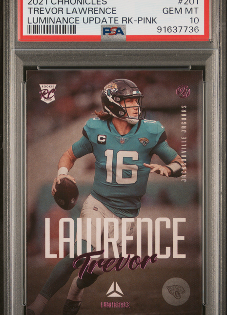 2021 Panini Chronicles Luminance Update Pin Rookies Trevor Lawrence #201 PSA 10