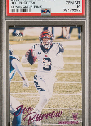 2020 Panini Chronicles Luminance Joe Burrow #201 Luminance Pink PSA 10