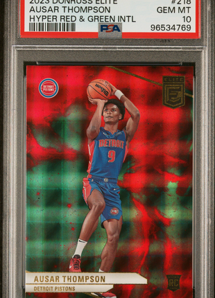 2023 Panini Donruss Elite Ausar Thompson #218 Hyper Red & Green Intl PSA 10