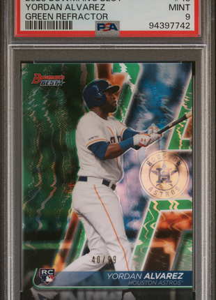 2020 Bowman's Best Yordan Alvarez #45 Green Refractor PSA 9