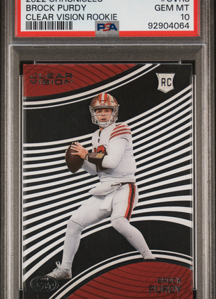 2022 Panini Chronicles Clear Vision Rookies Brock Purdy #CVR8 Rookie PSA 10