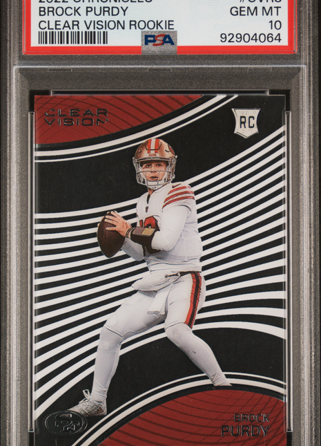 2022 Panini Chronicles Clear Vision Rookies Brock Purdy #CVR8 Rookie PSA 10