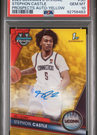 2023 Bowman Chrome University Autographs Stephon Castle #SC Yellow 74/75 PSA 10