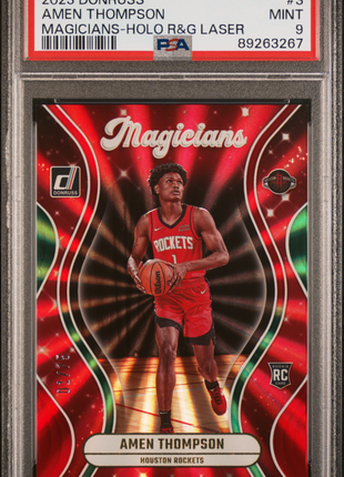 2023 Panini Donruss Magicians Amen Thompson #3 Magicians Holo R&G Laser PSA 9