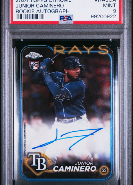 2024 Topps Chrome Rookie Autographs Junior Caminero #RAJCA PSA 9