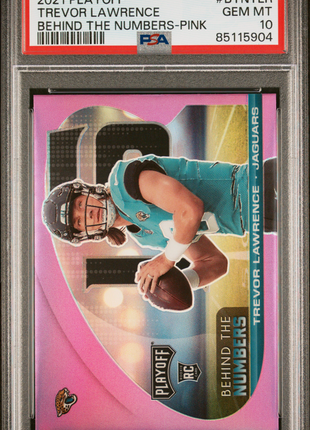 2021 Panini Playoff Trevor Lawrence #BTNTLR Behind The Numbers Pink PSA 10